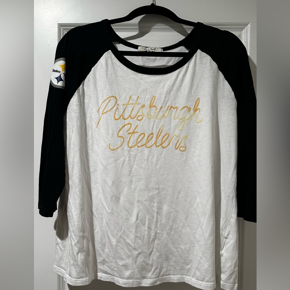 Women's Baseball Style Pittsburgh Steelers Tee